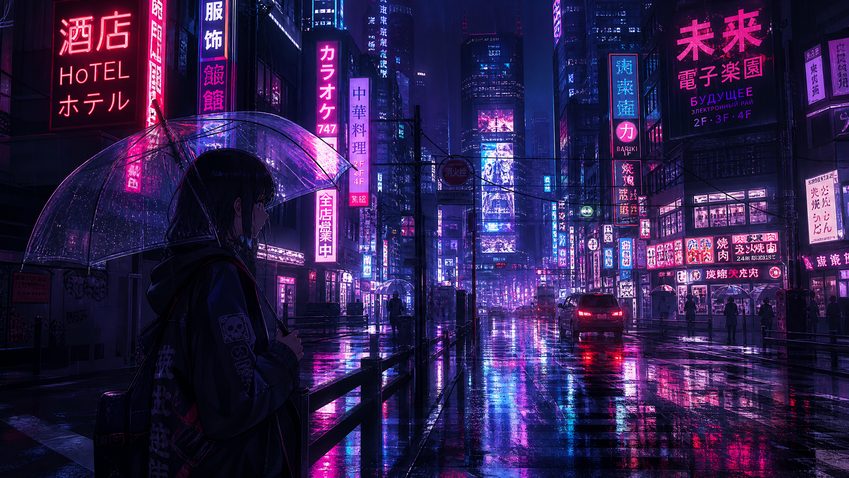 51视频-51视频·赛博都市夜雨 — 科幻动漫剪辑演示